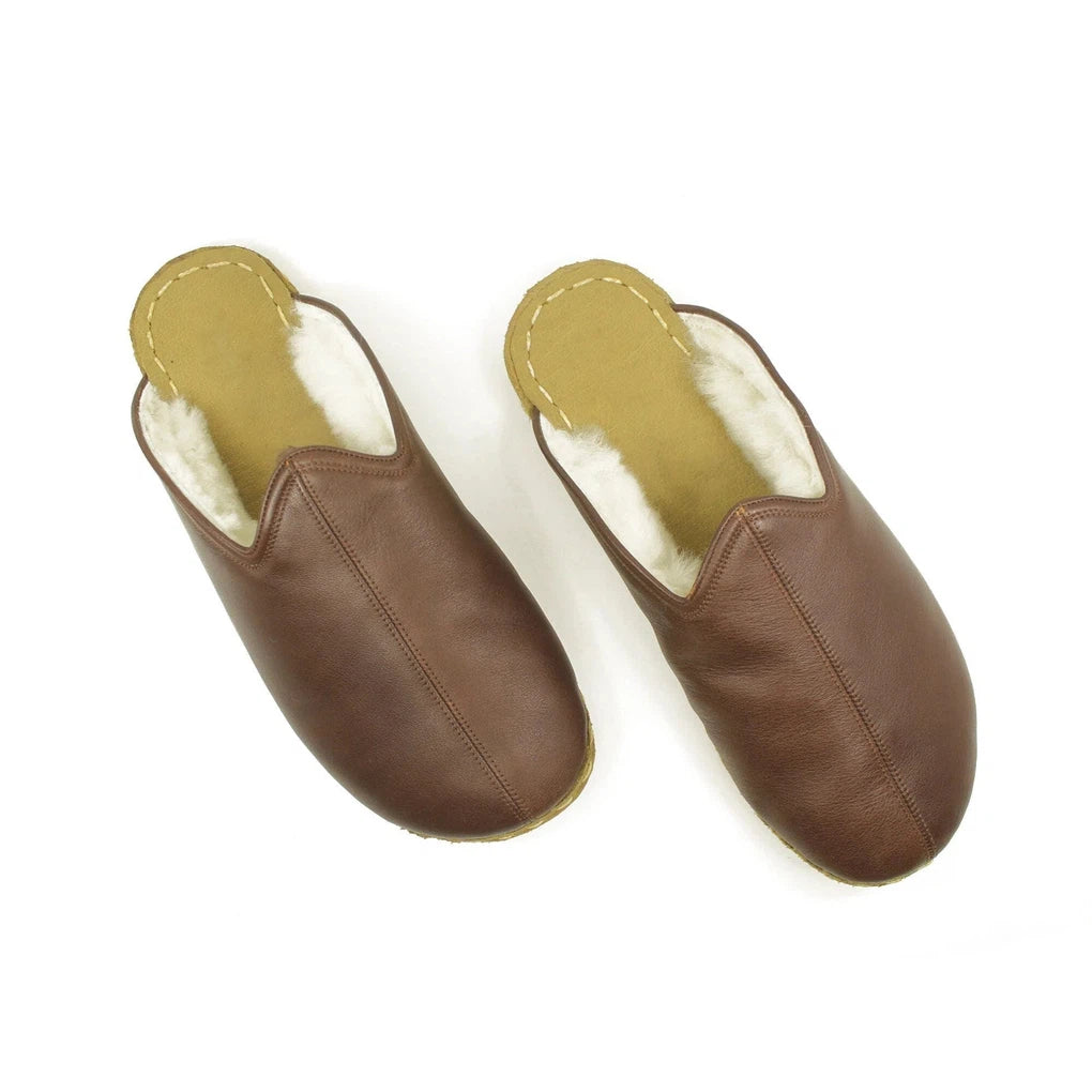 Sheepskin Bitter Brown Women's Slippers-Women Barefoot Slipper Furry-nefesshoes-4-Nefes Shoes