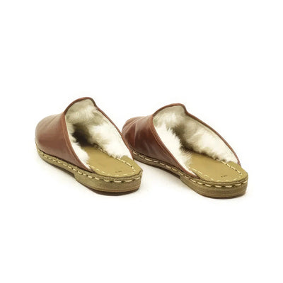 sheepskin brown slippers for men winter