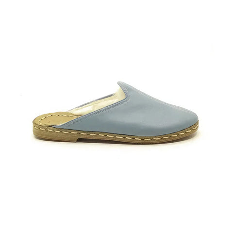 sheepskin furry light blue mens slippers