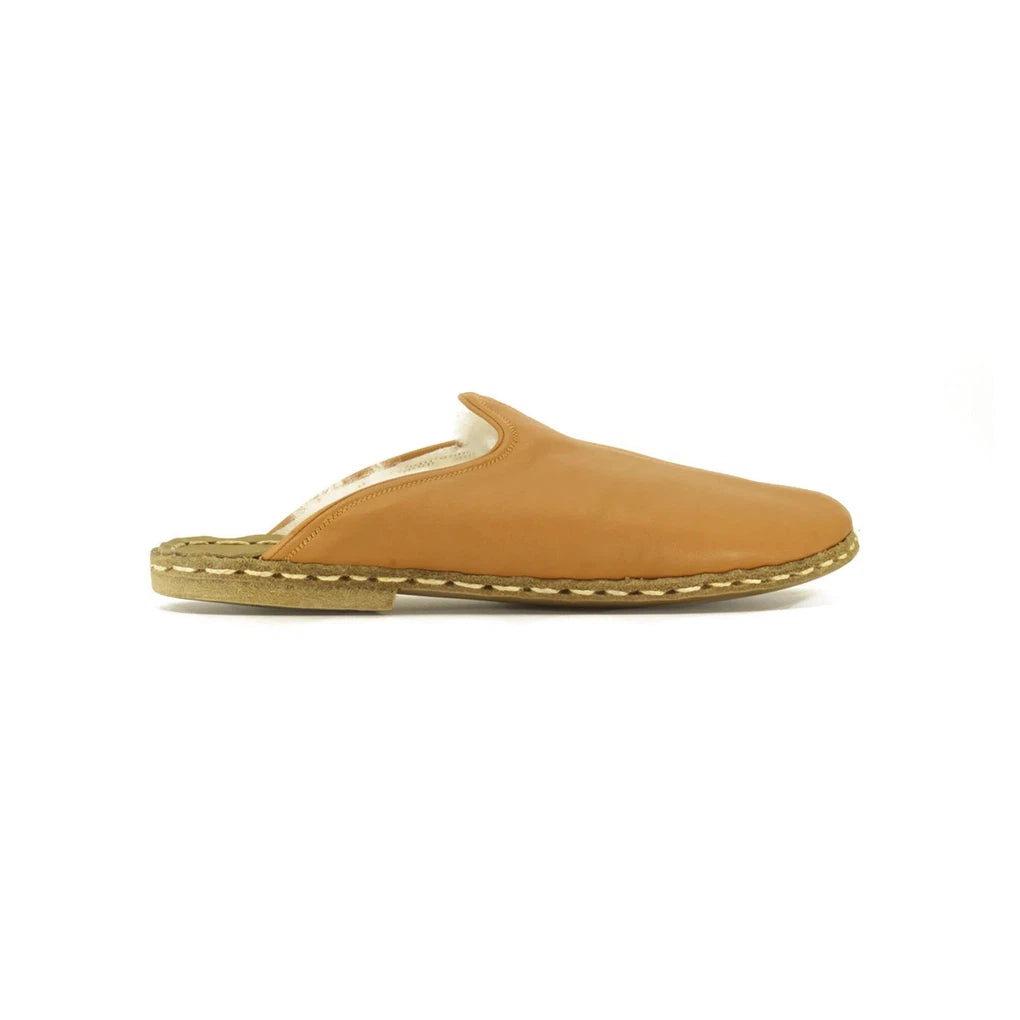 Sheepskin Light Brown Women's Slippers-Women Barefoot Slipper Furry-nefesshoes-4-Nefes Shoes