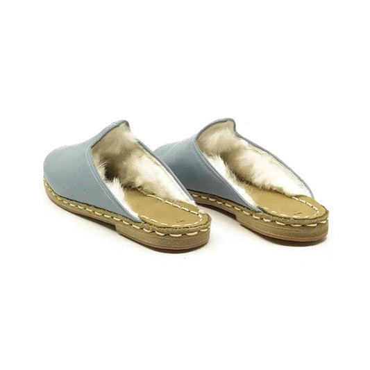 sheepskin slippers winter light blue womens