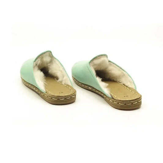 sheepskin slippers winter turquoise womens