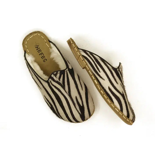 sheepskin zebra fur womens slippers