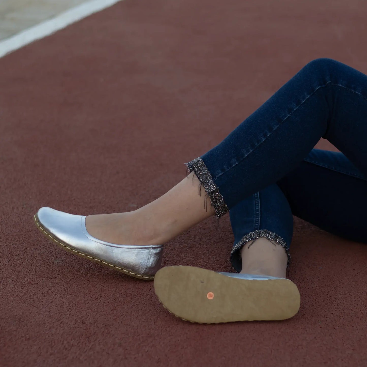 silver womens barefoot flat shoes