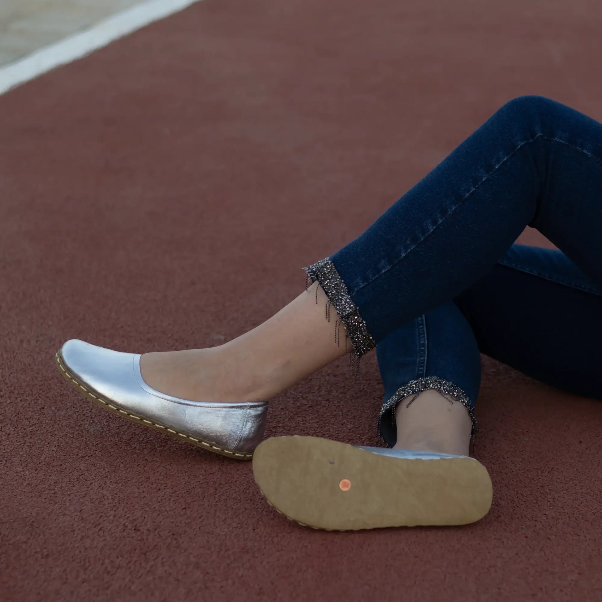 silver womens barefoot flat shoes
