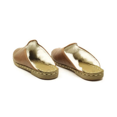soft brown sheepskin house slippers for women