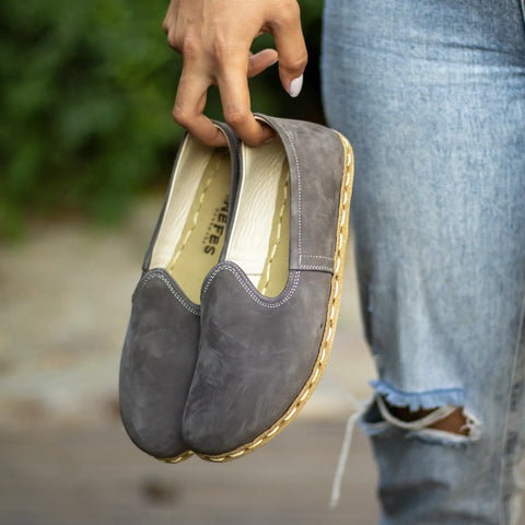 soft nubuck gray grounding shoes women barefoot
