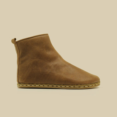 stylish barefoot boots men matte brown zipper design