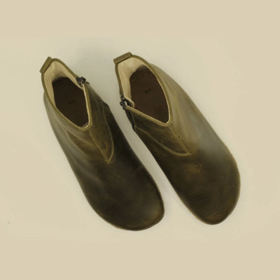 stylish barefoot boots men olive green zipper design