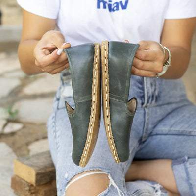 comfortable barefoot shoes women grounding green