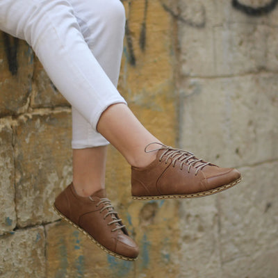 stylish barefoot sneaker matte brown women