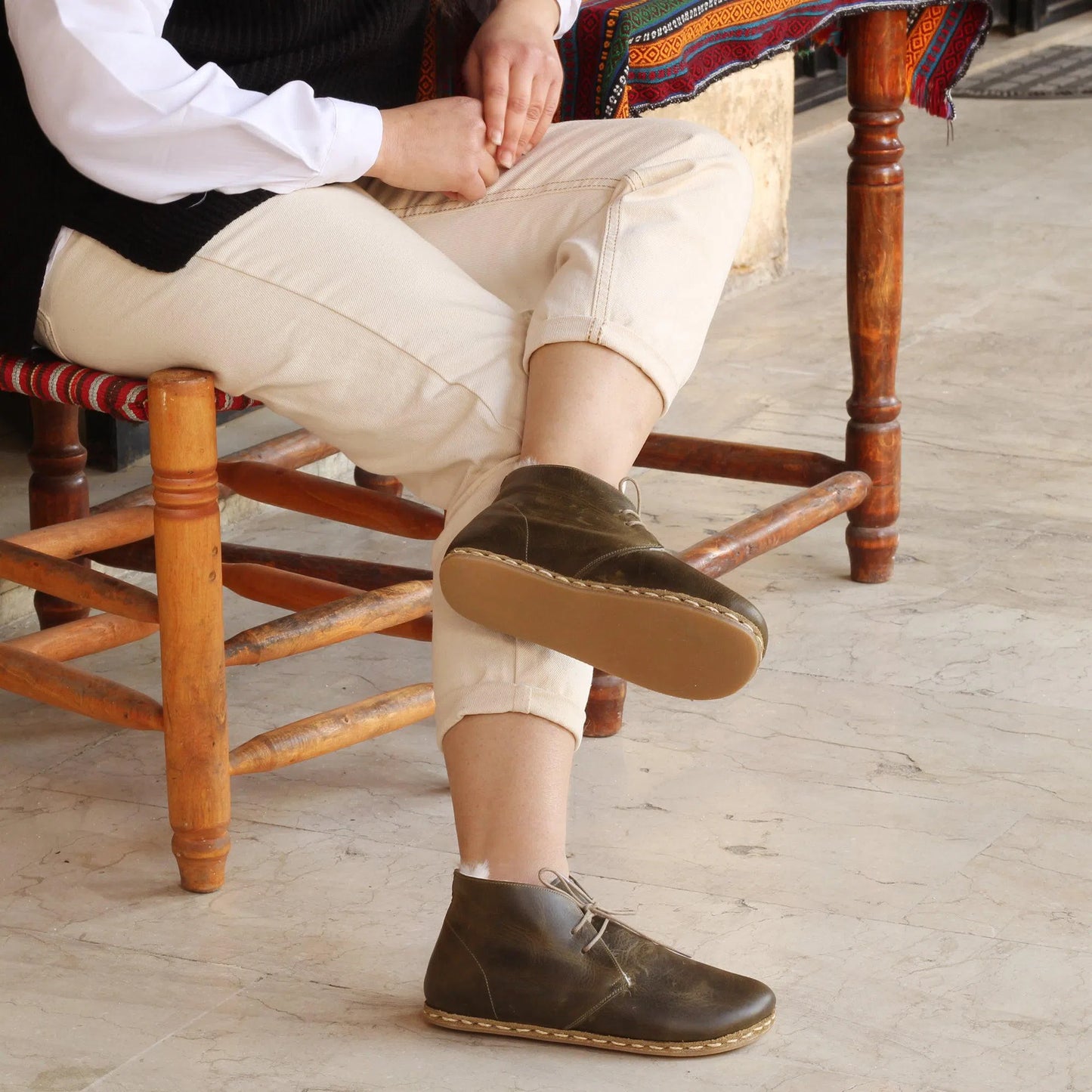 stylish military green grounding ankle boots barefoot for women