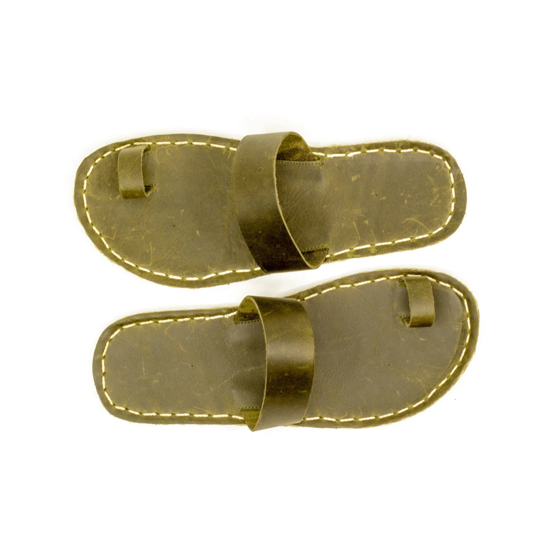 stylish one toe slippers green leather design