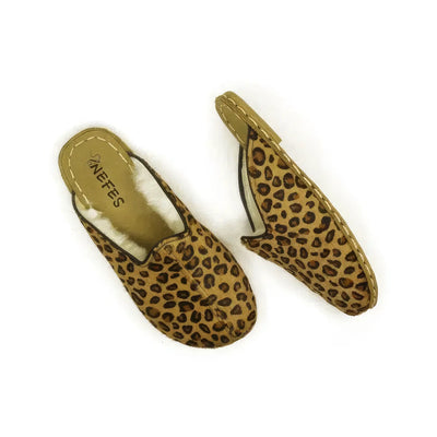 stylish sheepskin house slippers women leopard design