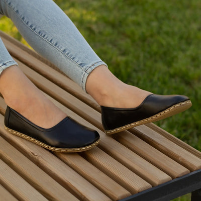 stylish womens barefoot black flat shoes