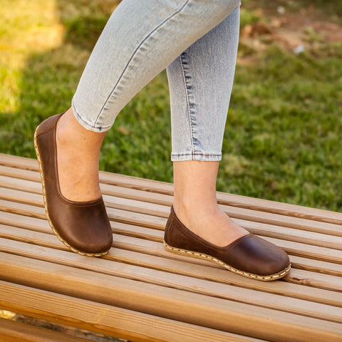 stylish womens barefoot classic crazy brown flat shoes