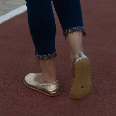 stylish womens barefoot gold flat shoes