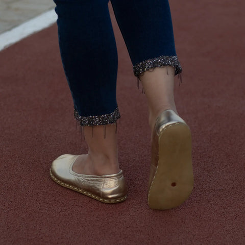 stylish womens barefoot gold flat shoes