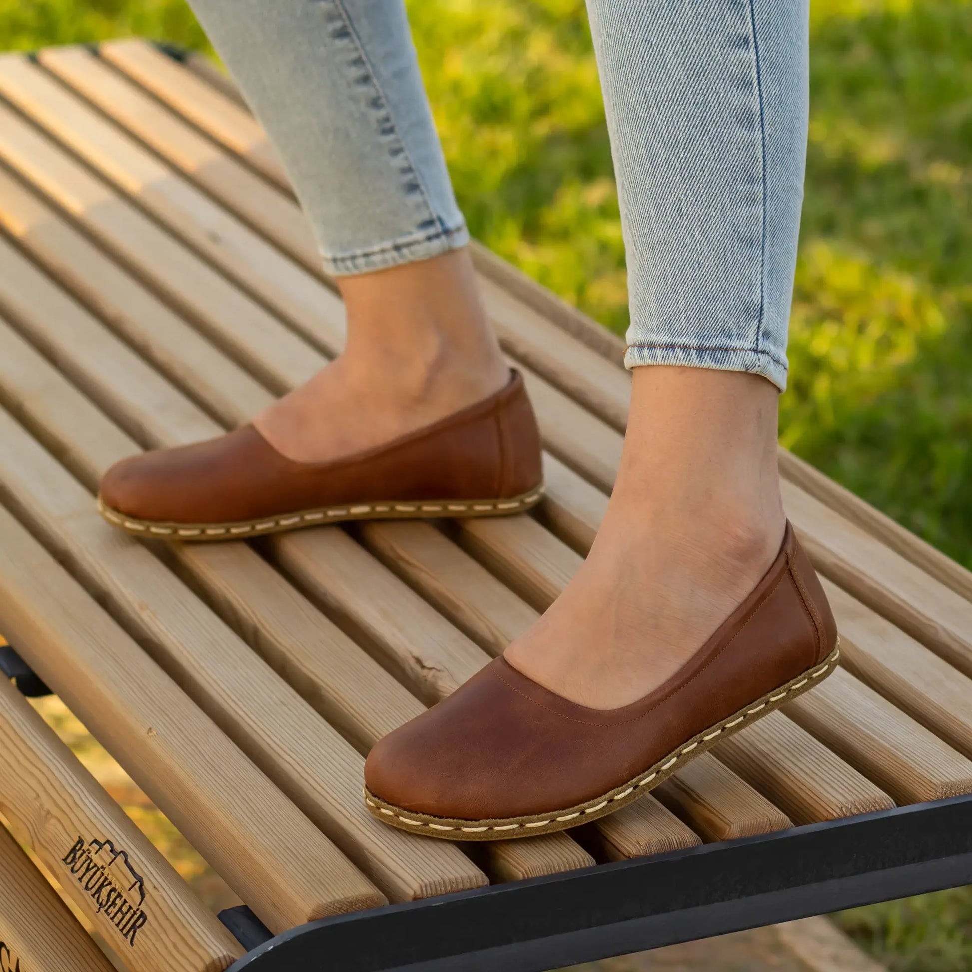stylish womens barefoot light brown flat shoes