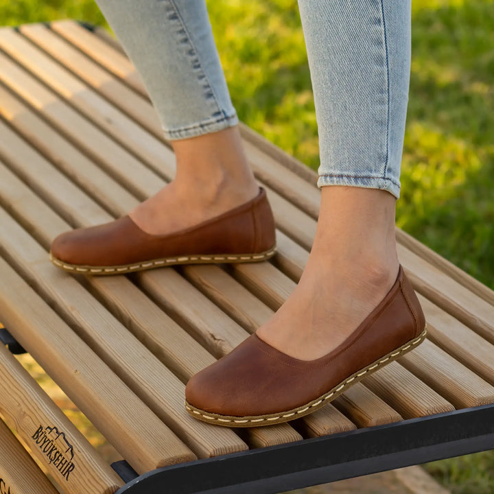 stylish womens barefoot light brown flat shoes