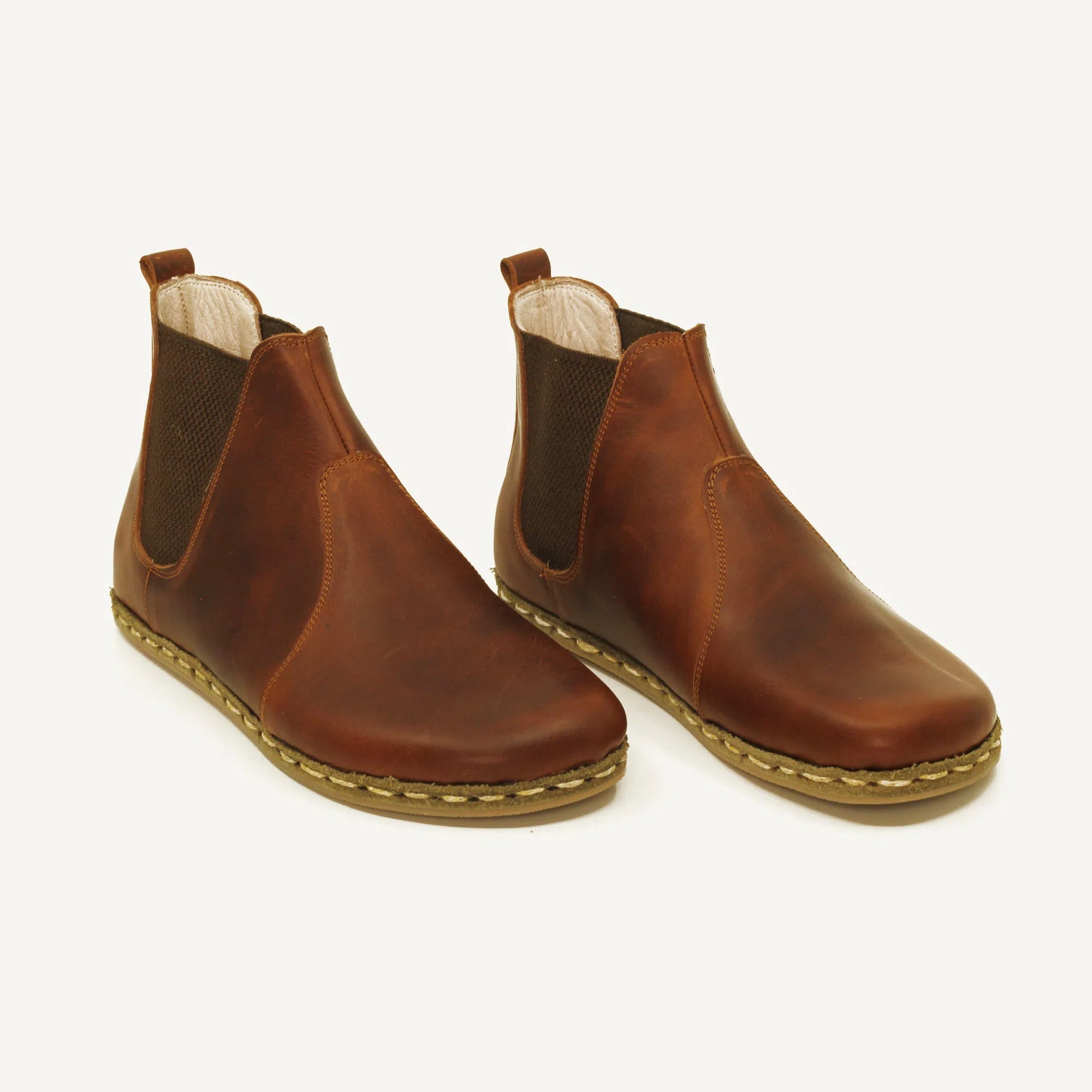 stylish womens brown chelsea barefoot handmade boots