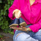 stylish womens handmade navy blue barefoot leather shoes