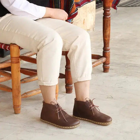 stylish womens oxford earthing boots brown leather design