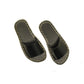 tape handmade black leather slippers for women