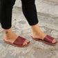Tape Handmade Burgundy Leather Slippers for Women-Tape Slippers-nefesshoes-3-Nefes Shoes