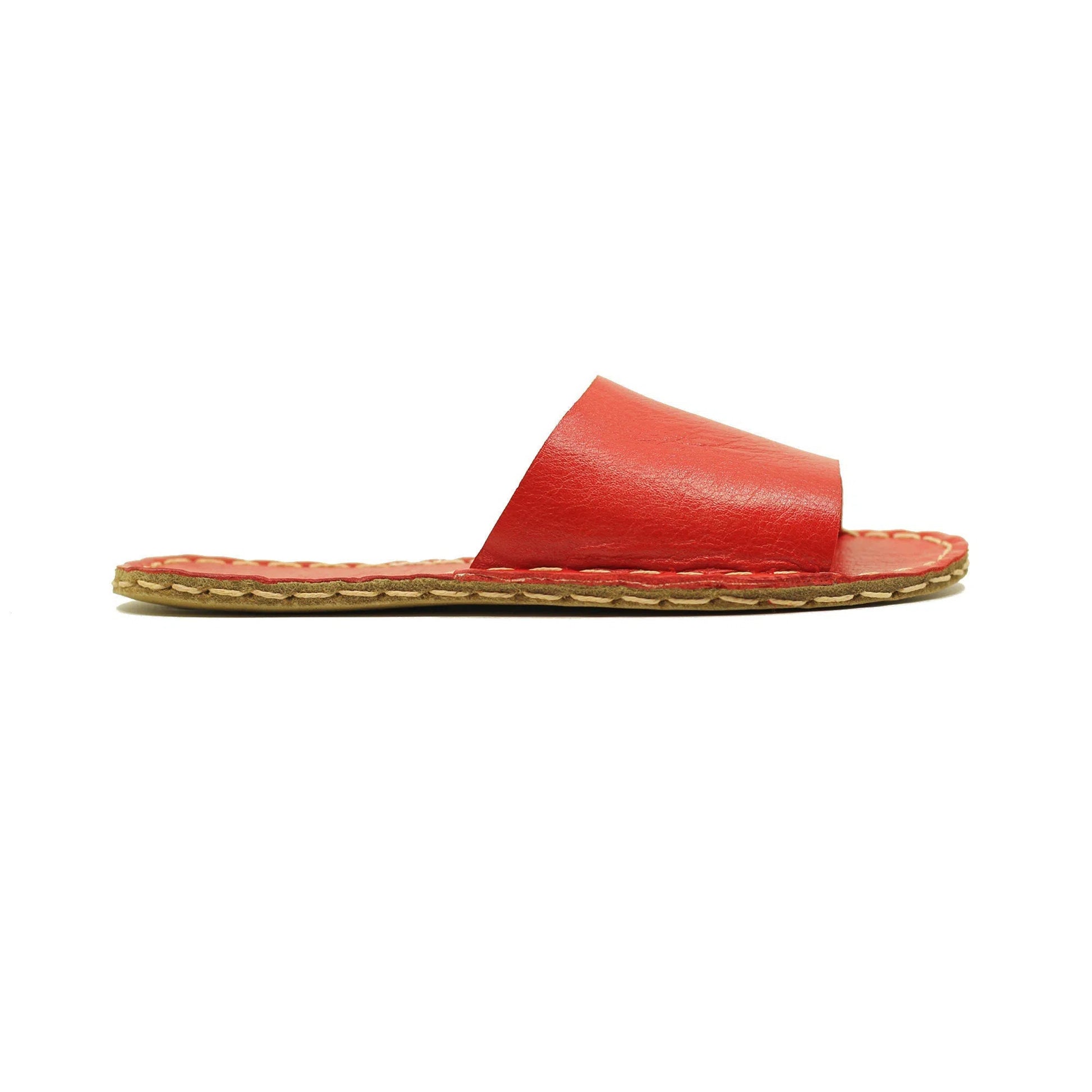 Tape Handmade Red Leather Slippers for Men-Tape Slippers-nefesshoes-5-Nefes Shoes