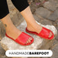 Tape Handmade Red Leather Slippers for Women-Tape Slippers-nefesshoes-3-Nefes Shoes