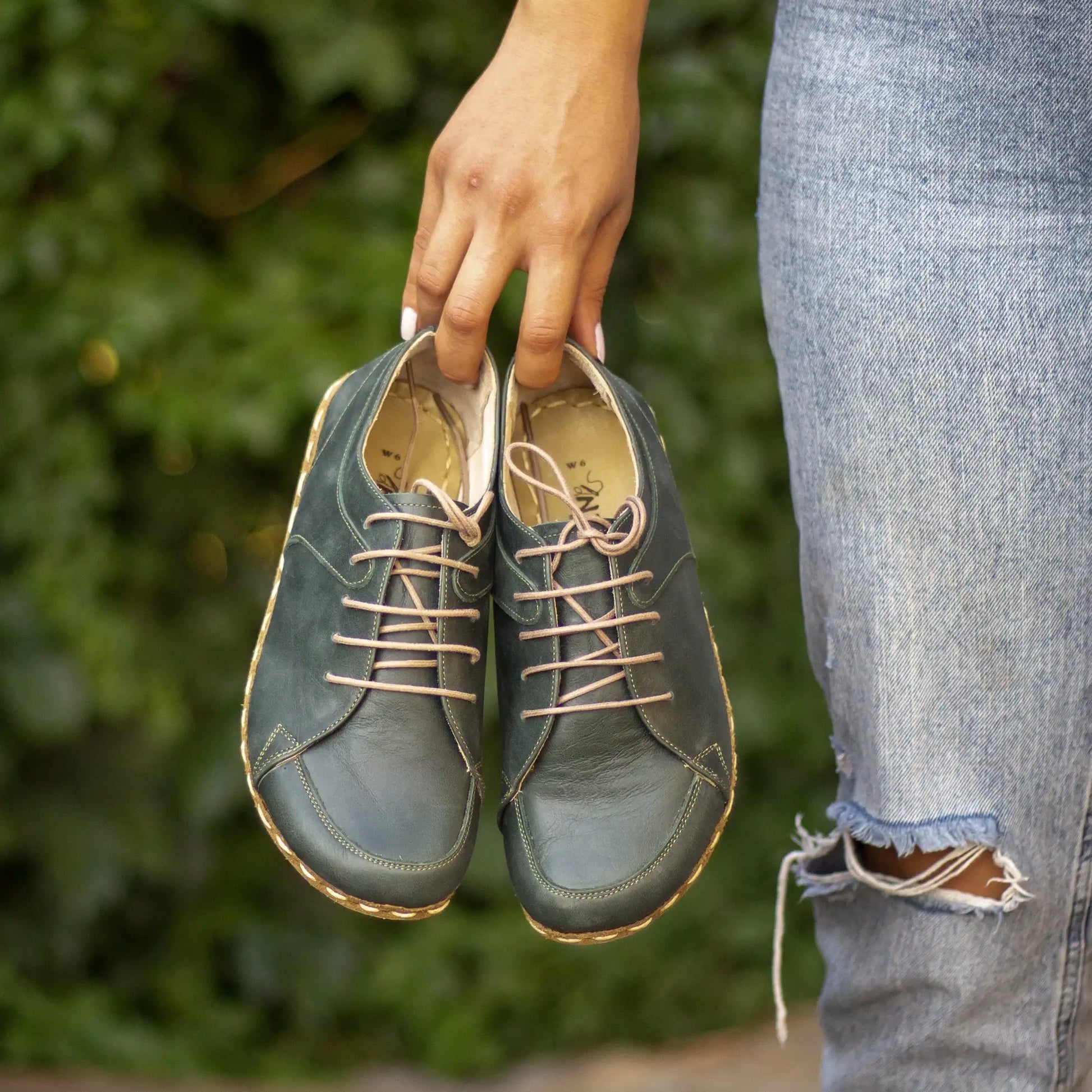 toledo green barefoot leather sneakers for women