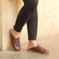 warm bitter brown sheepskin slippers for women