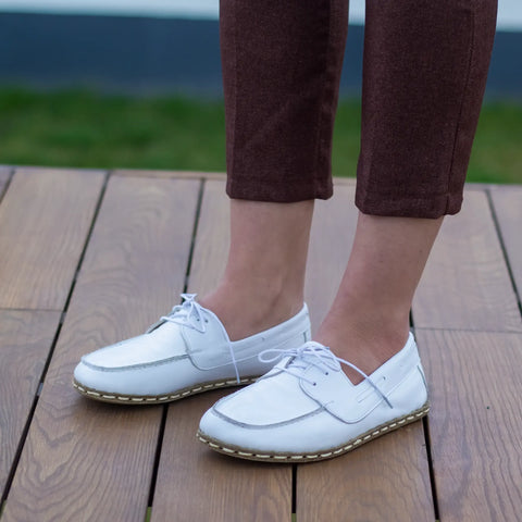 white leather barefoot minimalist shoes for women