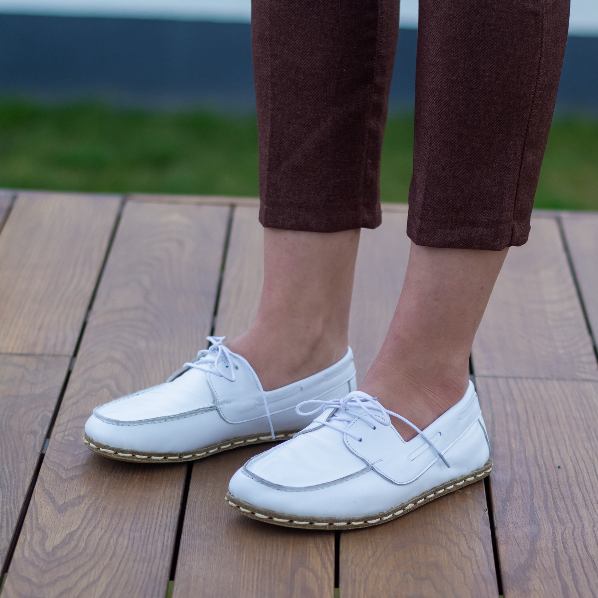 White Women's Leather Earthing Barefoot Shoes-Women Barefoot Shoes Modern-Nefes Shoes-5-Nefes Shoes