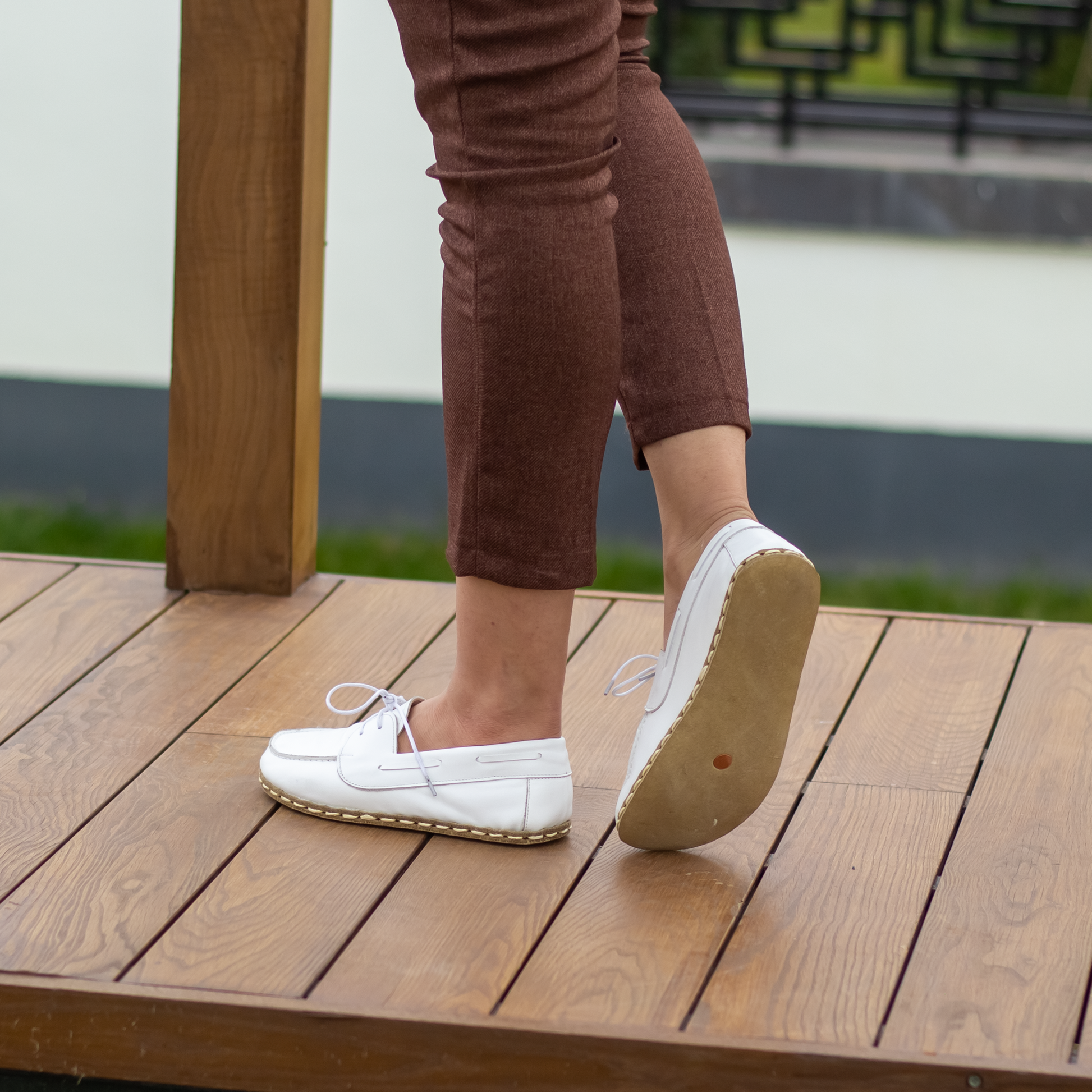 White Women's Leather Earthing Barefoot Shoes-Women Barefoot Shoes Modern-Nefes Shoes-5-Nefes Shoes