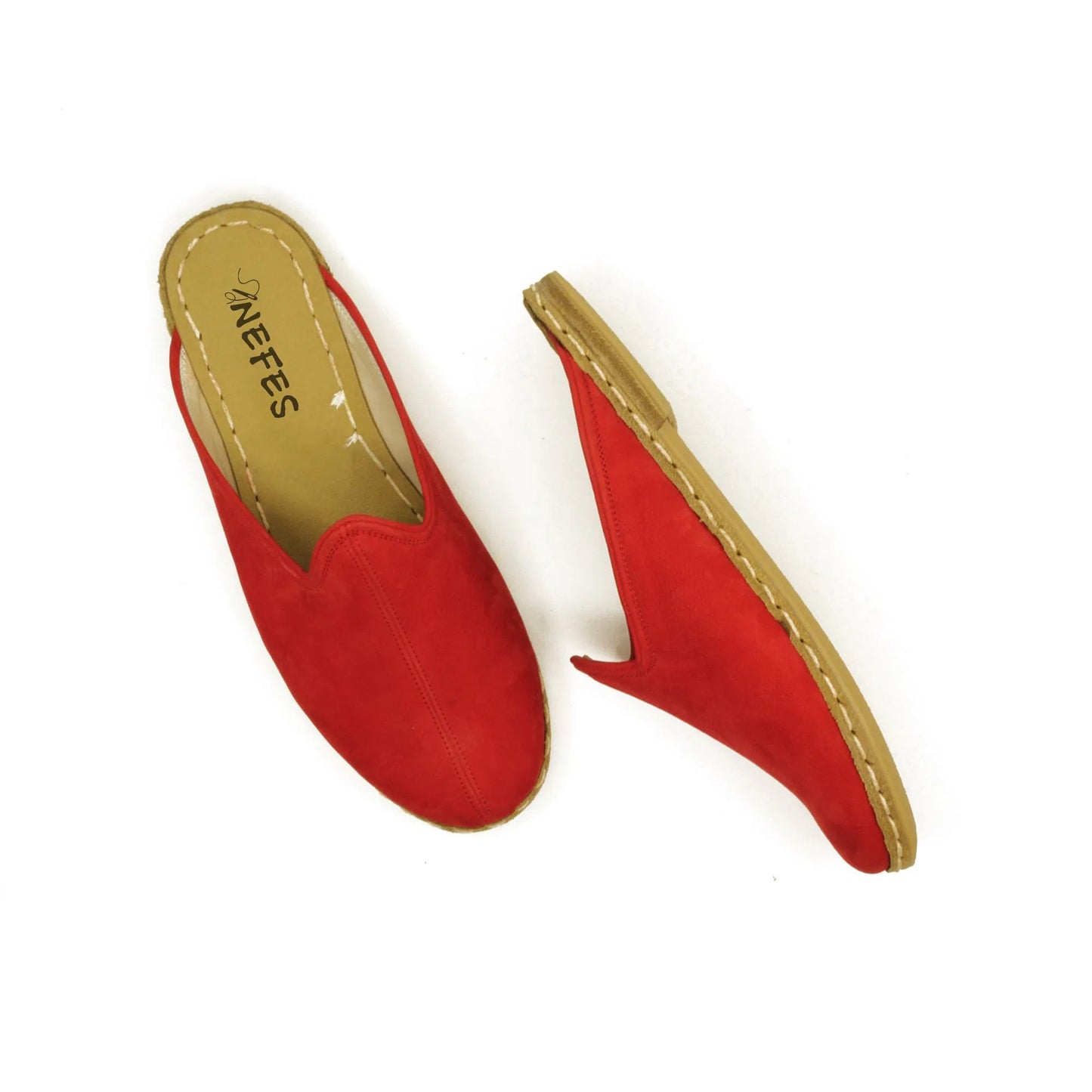 Winter Red Nubuck Close-Toed Leather Slippers-nefesshoes-4-Nefes Shoes