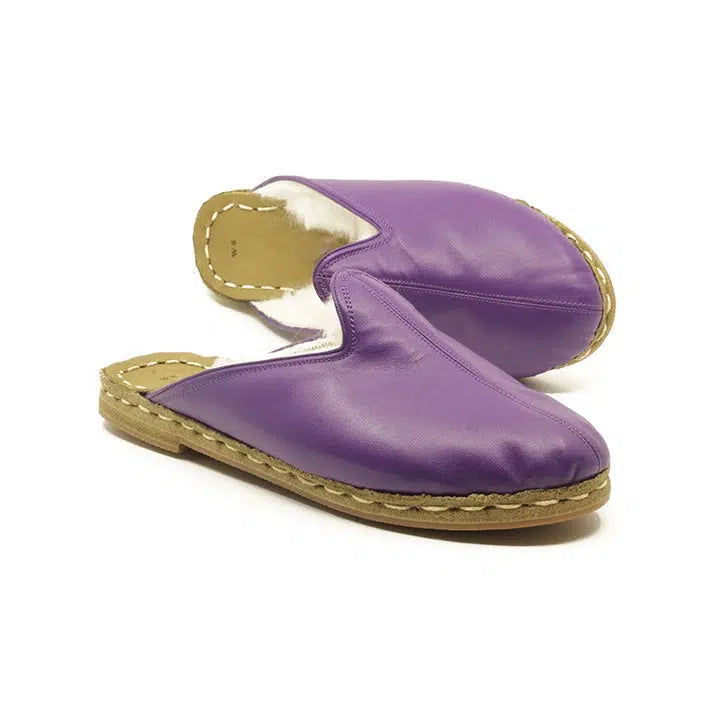 winter sheepskin slippers purple womens