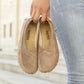 women barefoot loafers handmade suede milky brown
