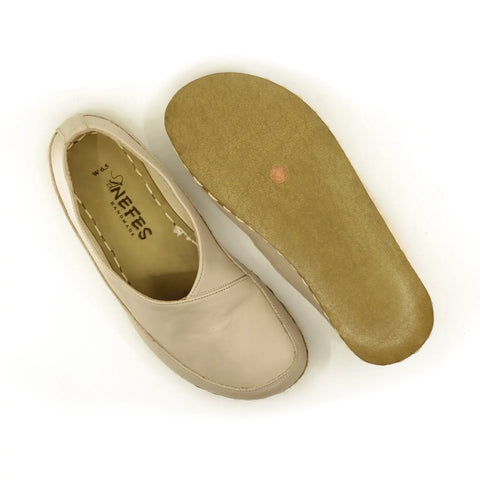 women handmade cream color barefoot loafers