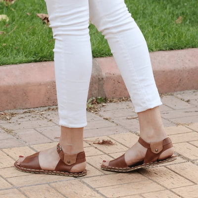 womens band new brown leather barefoot huarache sandals