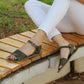 womens band olive green barefoot leather huarache sandals