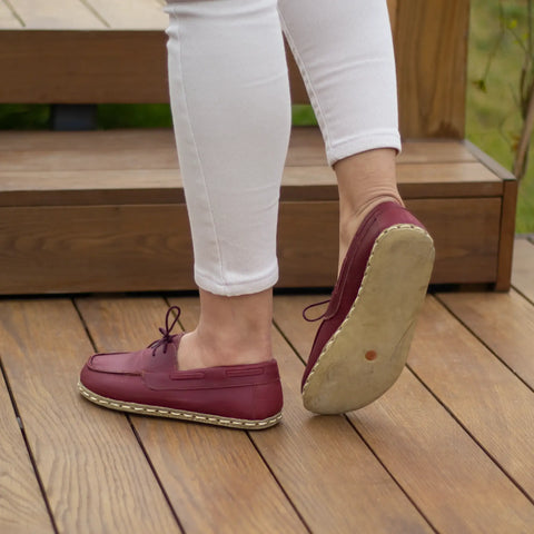 womens barefoot comfort burgundy minimalist shoes