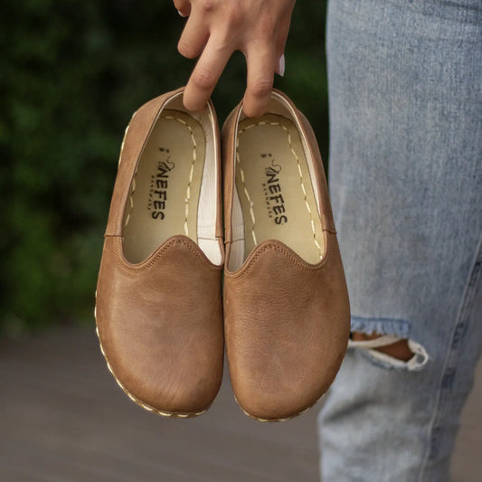 womens barefoot grounding shoes matte brown
