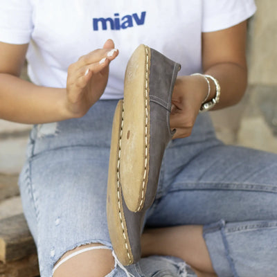 womens barefoot grounding shoes nubuck gray