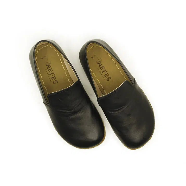 womens black handmade barefoot shoes