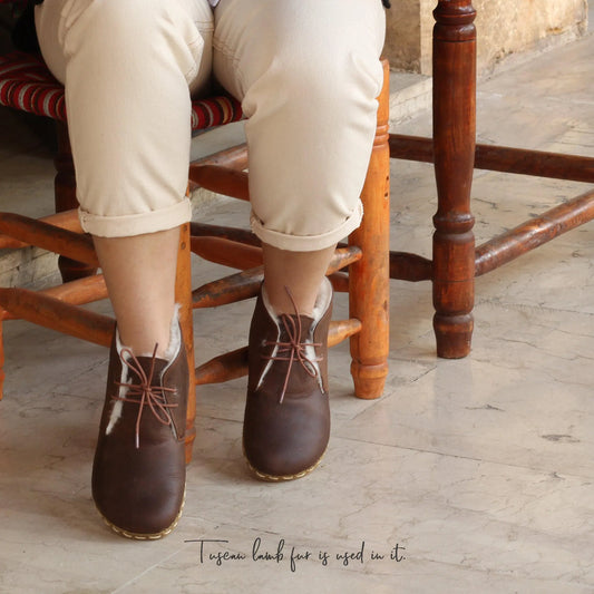womens brown barefoot grounding ankle boots leather comfort