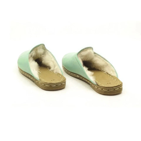 womens cozy winter slippers turquoise sheepskin