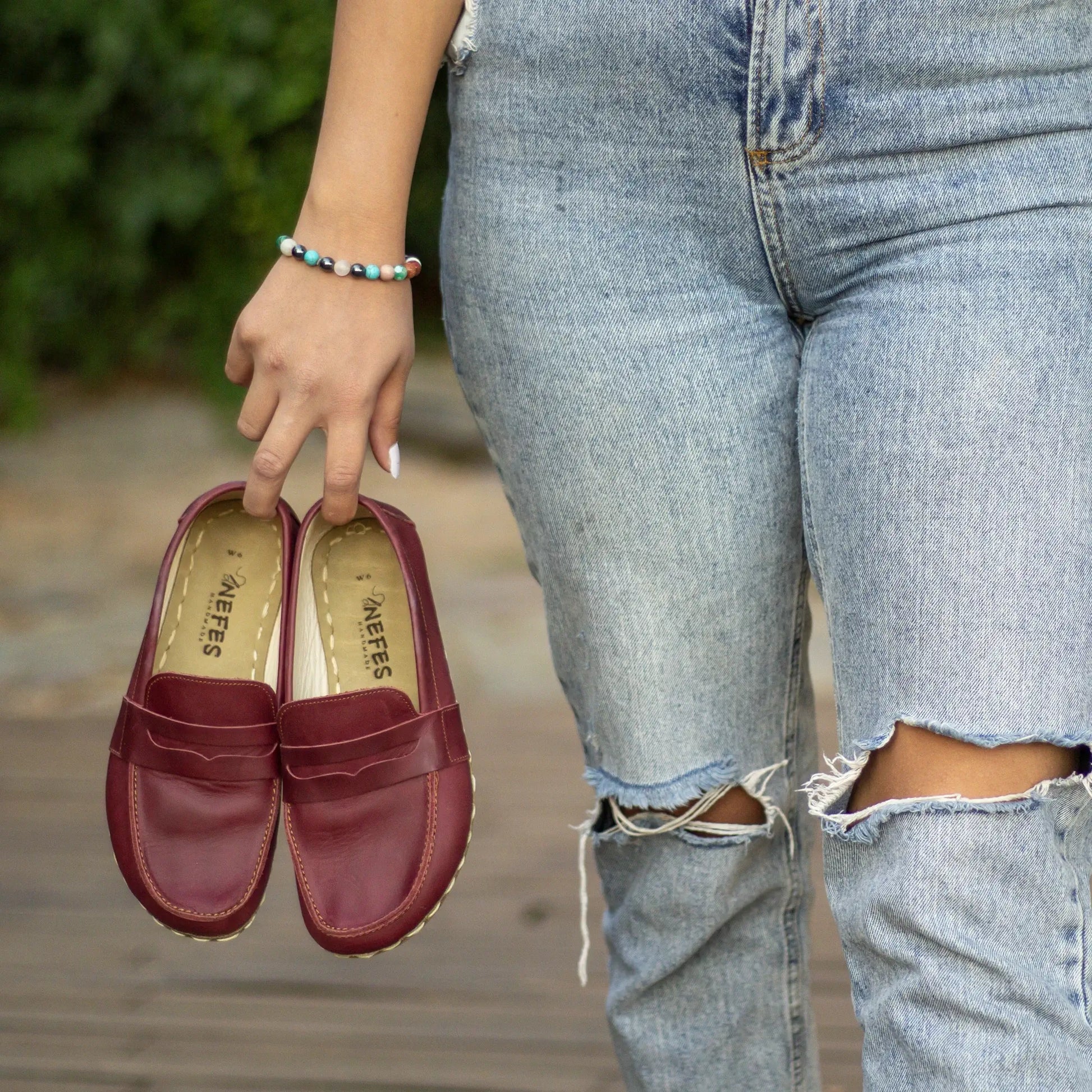 womens crazy burgundy leather barefoot earthing shoes