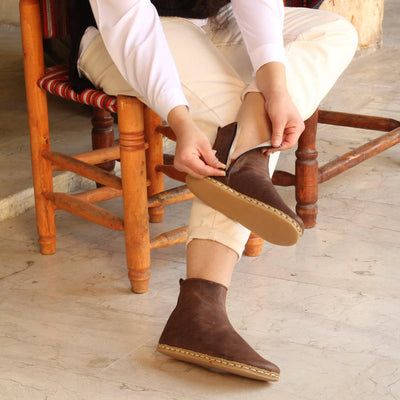 womens crazy classic brown barefoot boots with zipper